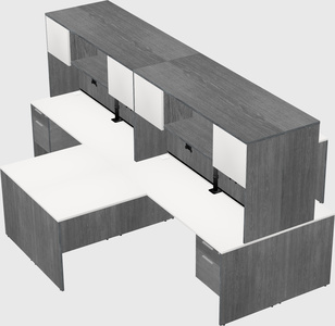 Quad l-shaped office desks