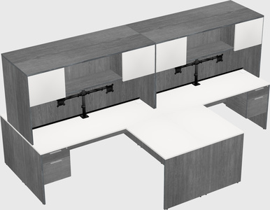 Quad l-shaped office desks