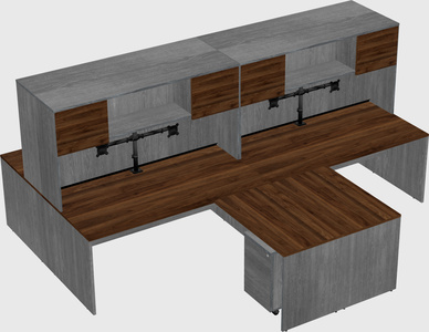 Quad l-shaped office desks