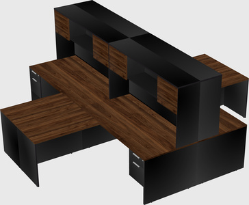 Quad l-shaped office desks