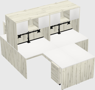 Quad l-shaped office desks