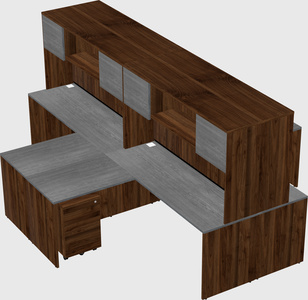 Quad l-shaped office desks