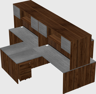 Quad l-shaped office desks