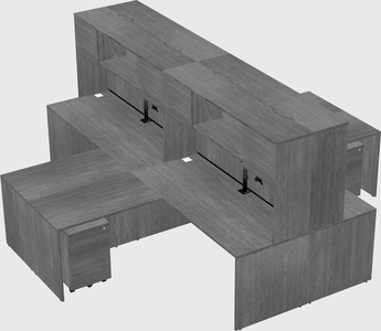 Quad l-shaped office desks