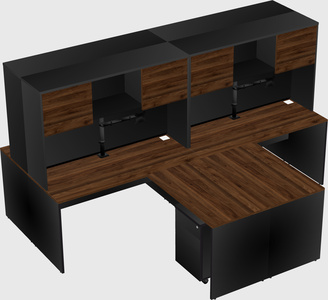 Quad l-shaped office desks