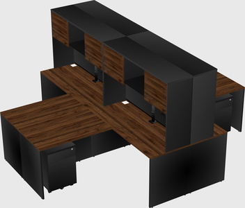 Quad l-shaped office desks
