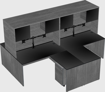 Quad l-shaped office desks