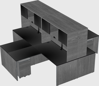 Quad l-shaped office desks