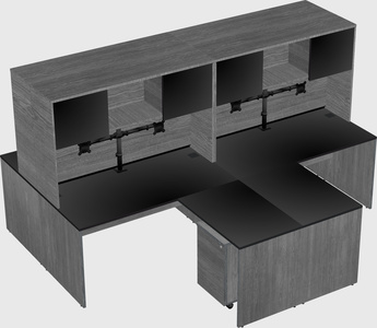 Quad l-shaped office desks