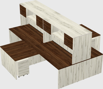 Quad l-shaped office desks