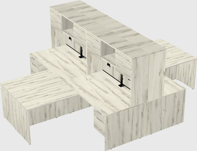 Quad l-shaped office desks