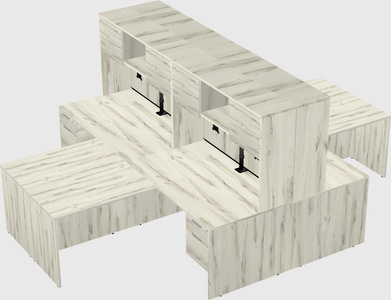 Quad l-shaped office desks