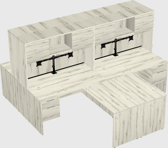 Quad l-shaped office desks