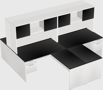 Quad l-shaped office desks