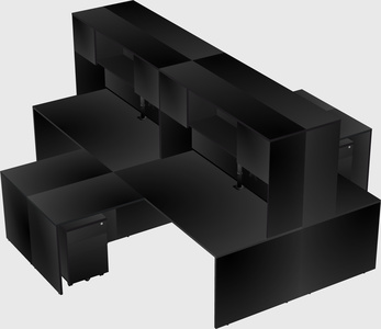 Quad l-shaped office desks