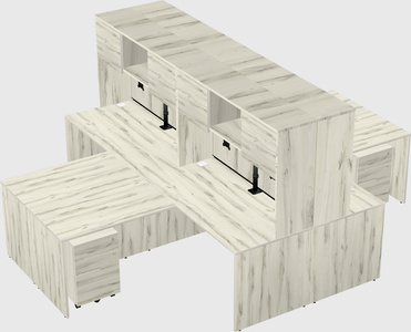 Quad l-shaped office desks