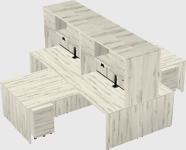 Quad l-shaped office desks