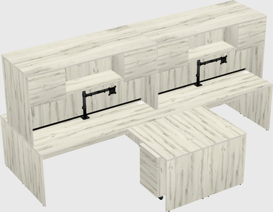 Quad l-shaped office desks