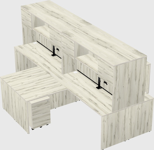 Quad l-shaped office desks