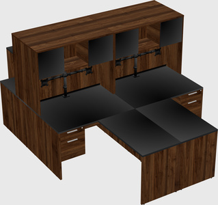 Quad l-shaped office desks