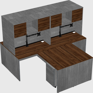 Quad l-shaped office desks
