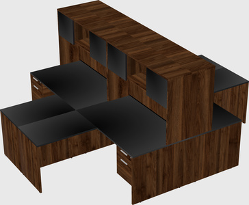 Quad l-shaped office desks