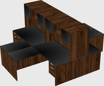 Quad l-shaped office desks
