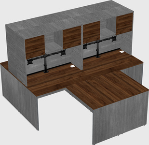 Quad l-shaped office desks