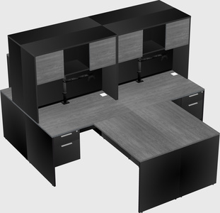 Quad l-shaped office desks