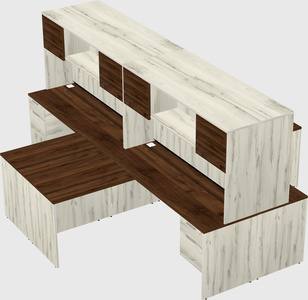 Quad l-shaped office desks