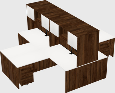 Quad l-shaped office desks
