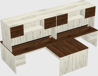 Quad l-shaped office desks