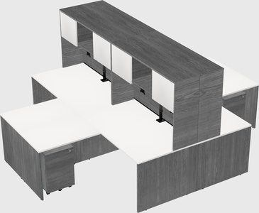 Quad l-shaped office desks