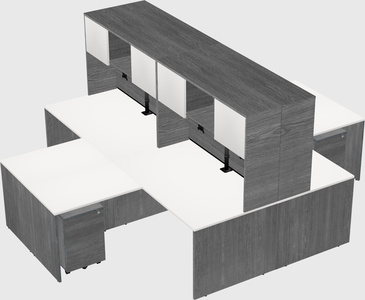Quad l-shaped office desks