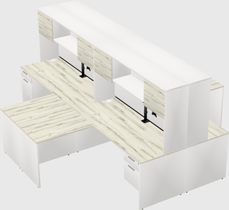 Quad l-shaped office desks