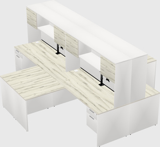 Quad l-shaped office desks
