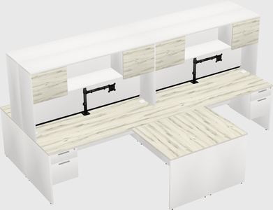 Quad l-shaped office desks