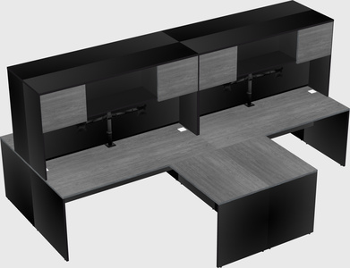 Quad l-shaped office desks