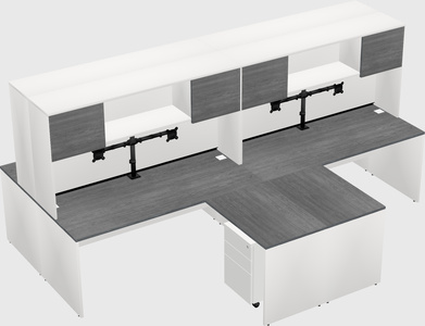 Quad l-shaped office desks