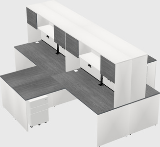 Quad l-shaped office desks
