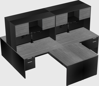 Quad l-shaped office desks