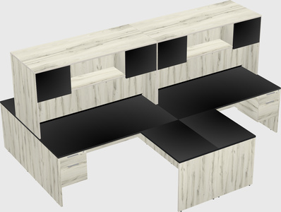Quad l-shaped office desks