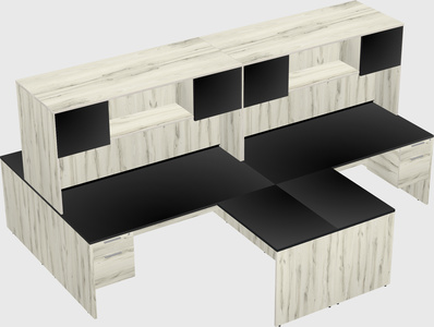 Quad l-shaped office desks