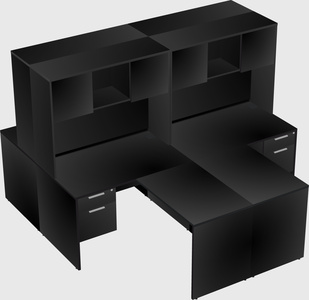 Quad l-shaped office desks