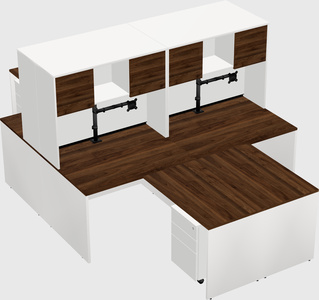 Quad l-shaped office desks