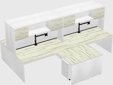 Quad l-shaped office desks