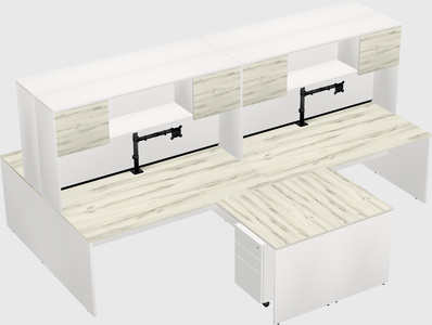 Quad l-shaped office desks