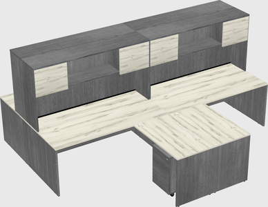 Quad l-shaped office desks