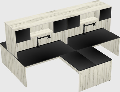 Quad l-shaped office desks