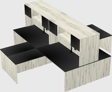 Quad l-shaped office desks